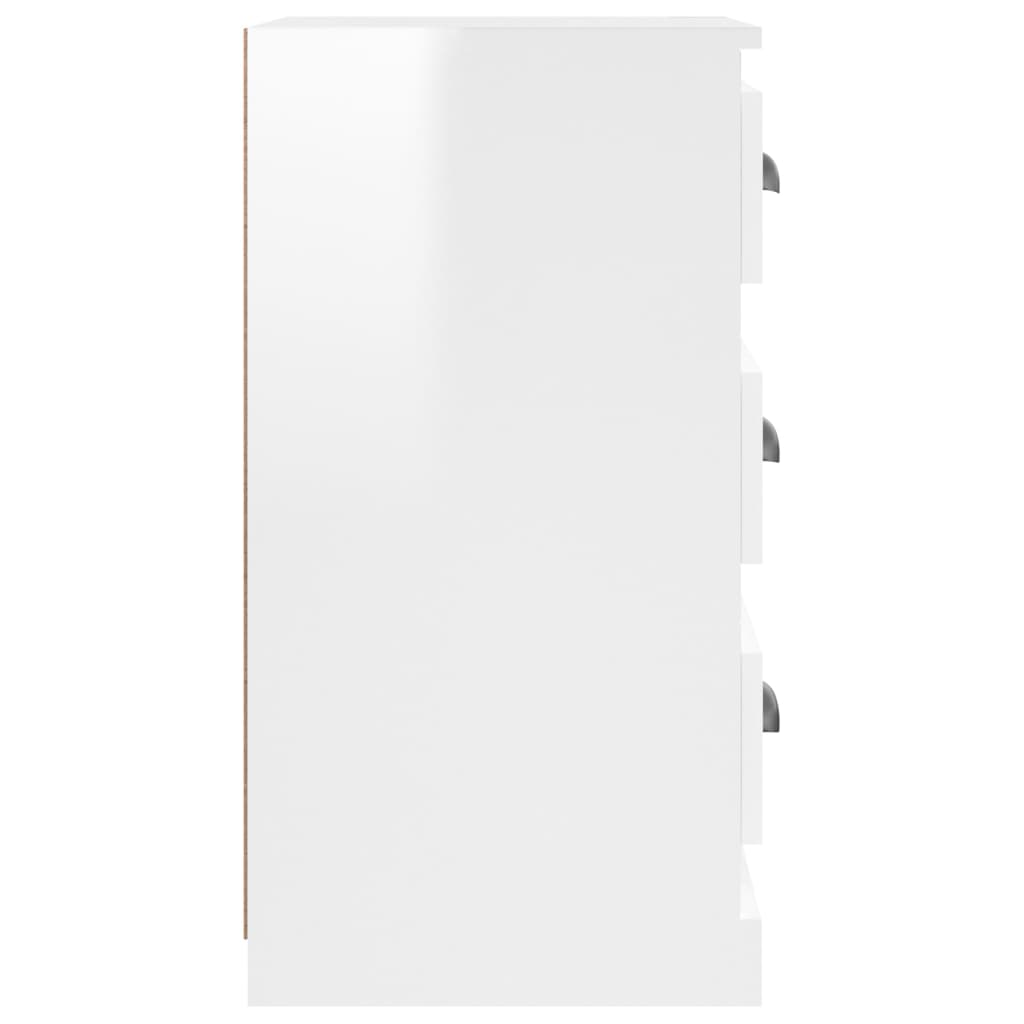 magasfényű fehér szerelt fa tálalószekrény 36x35,5x67,5 cm