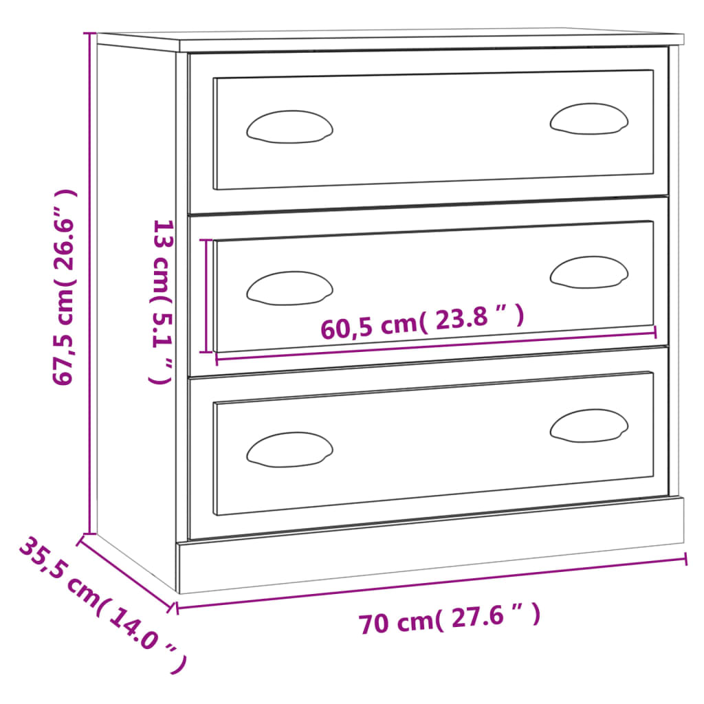 Servanta vidaXL, gri sonoma, 70x35,5x67,5 cm, lemn prelucrat, 22.1 kg 2 8720845791209 g en hd 8