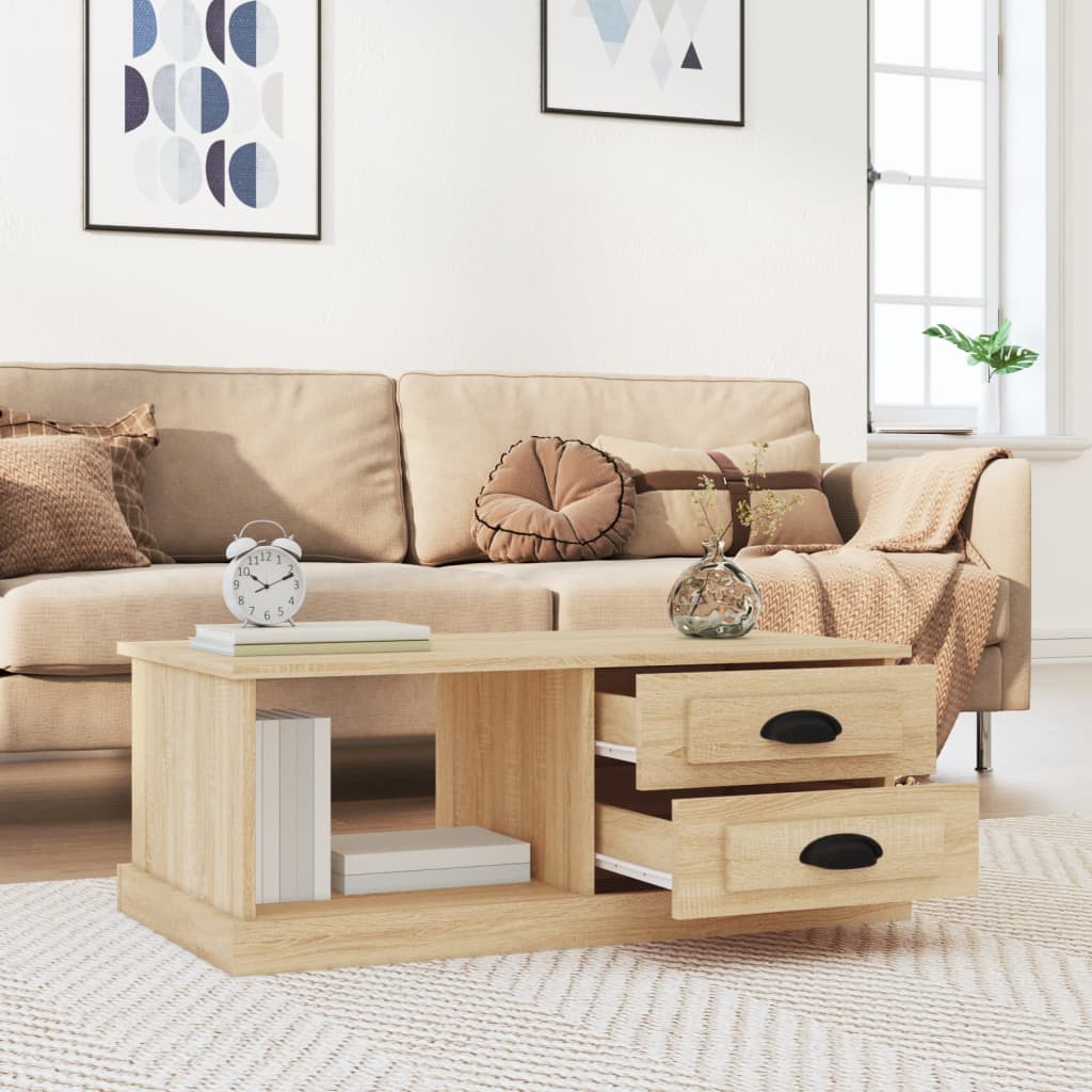 vidaXL Salontafel 90x50x35 cm bewerkt hout sonoma eikenkleurig