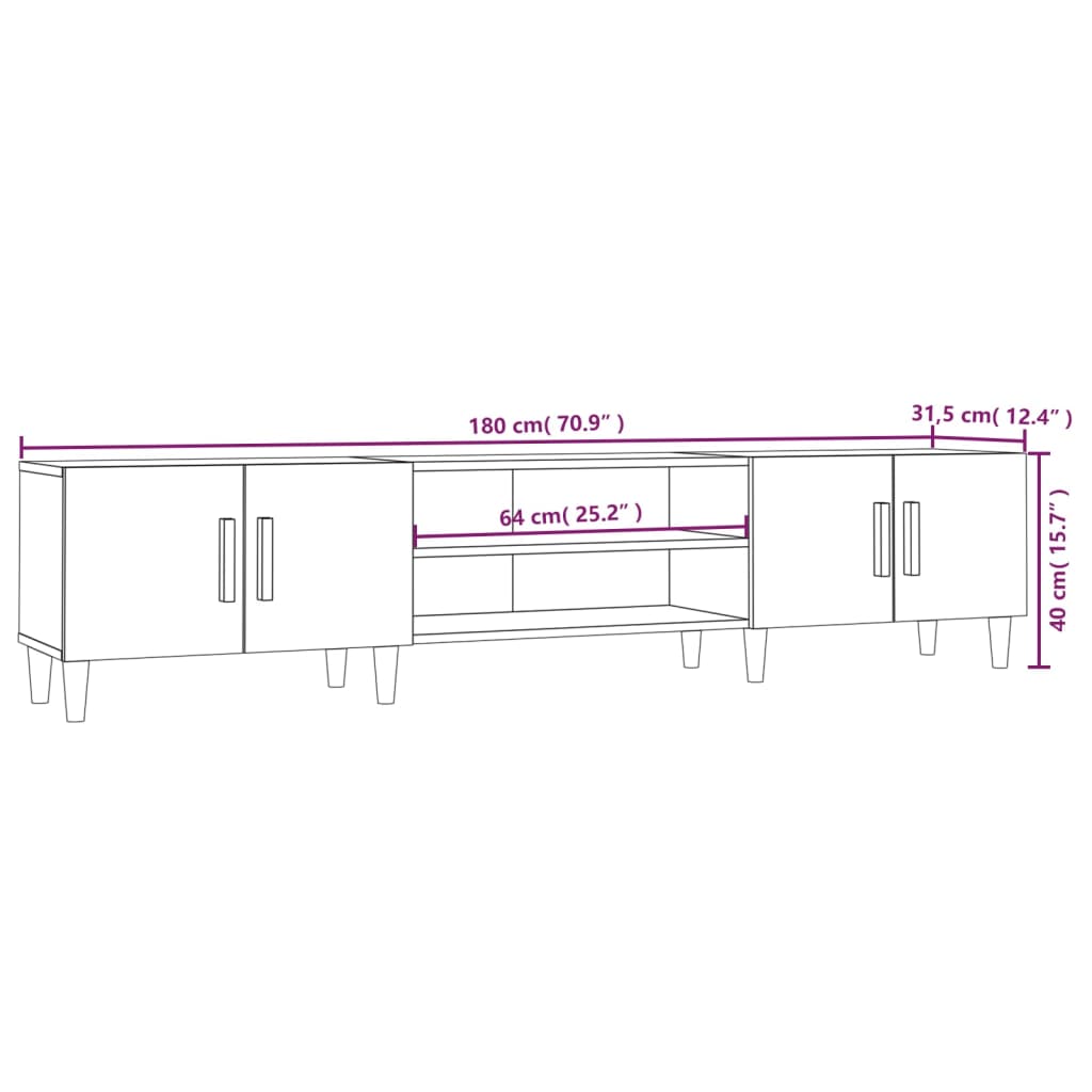 TV ormarić crni 180x31,5x40 cm od konstruiranog drva