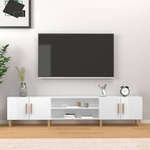 TV skříňka bílá vysoký lesk 180 x 31,5 x 40 cm kompozitní dřevo - obrázek 1