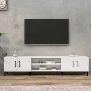 TV skříňka bílá vysoký lesk 180 x 31,5 x 40 cm kompozitní dřevo - obrázek 1