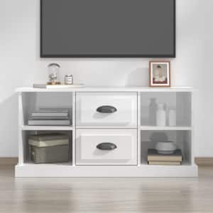 TV skříňka lesklá bílá 99,5 x 35,5 x 48 cm kompozitní dřevo - obrázek 1