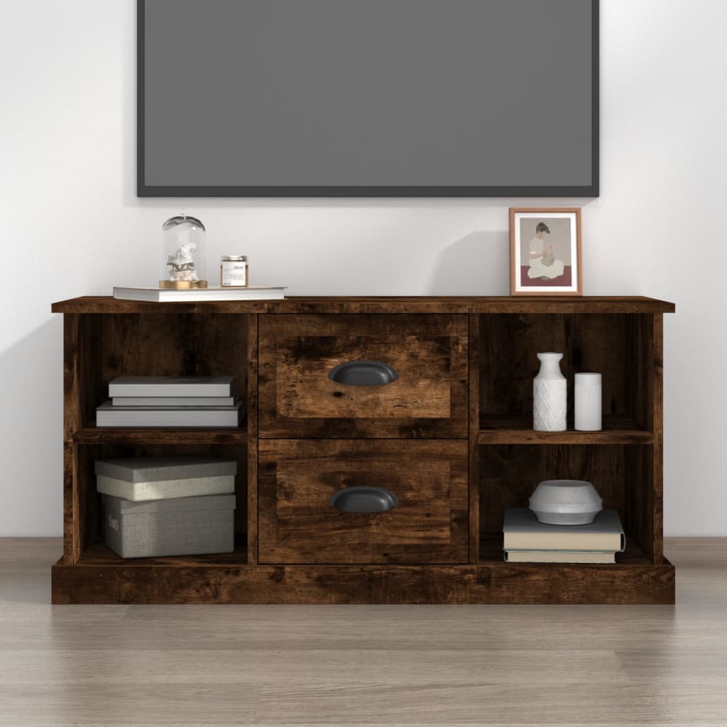 vidaXL Meuble TV chêne fumé 99,5x35,5x48 cm bois d'ingénierie