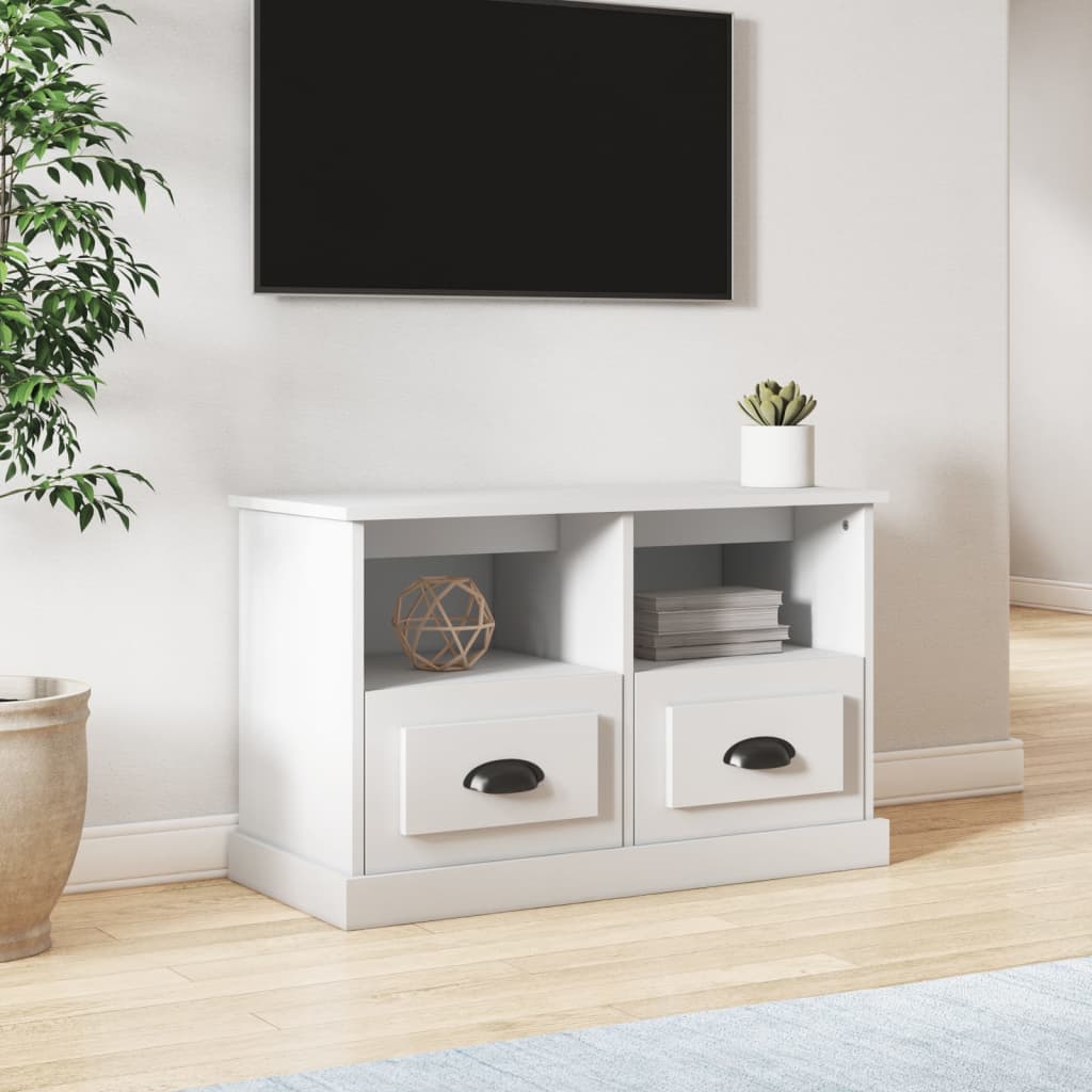 vidaXL Comodă TV, alb, 80x35x50 cm, lemn prelucrat