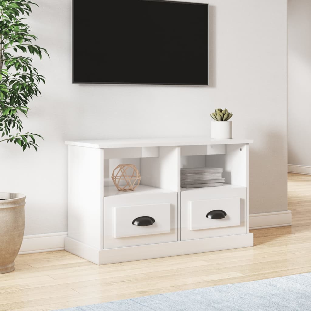 Mobile TV Elegante,Porta TV Bianco Lucido 80x35x50 cm in Legno Multistrato  -MC44145