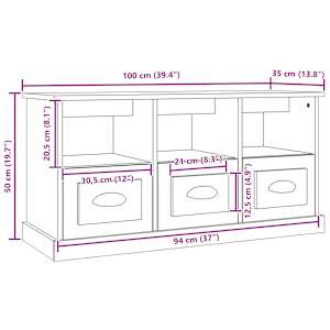 TV skříňka černá 100 x 35 x 50 cm kompozitní dřevo - obrázek 10