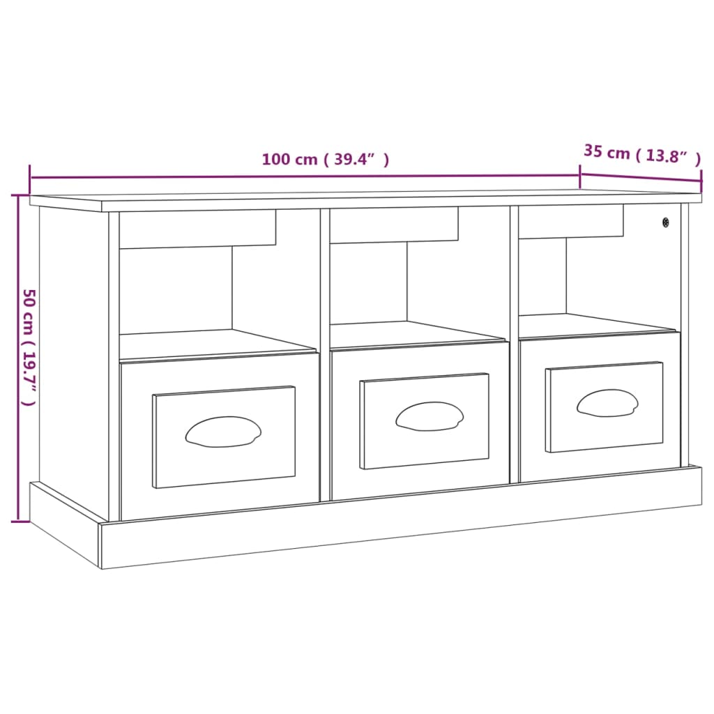 TV omarica sonoma hrast 100x35x50 cm inženirski les