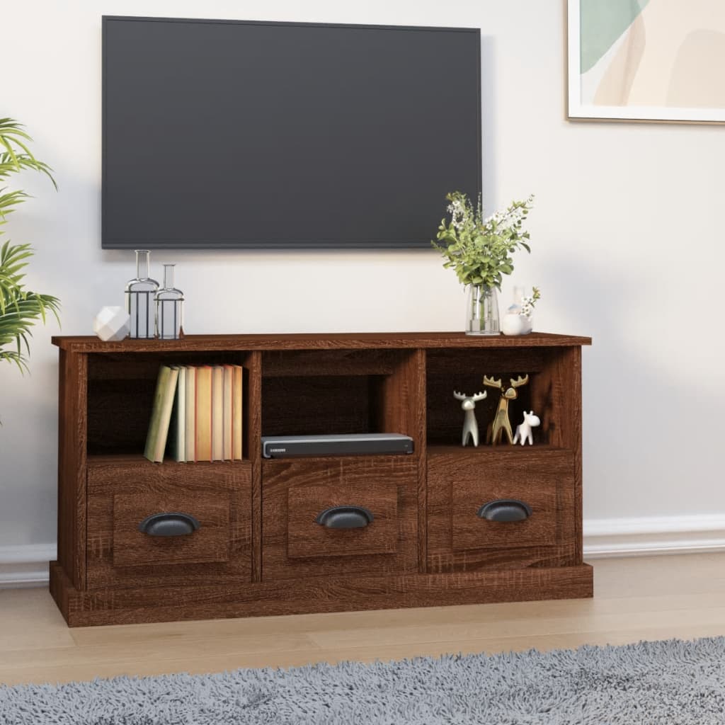 vidaXL tv-bord 100x35x50 cm konstrueret træ brun egetræsfarve