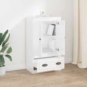 Skříň highboard lesklá bílá 60 x 35,5 x 103,5 kompozitní dřevo - obrázek 3