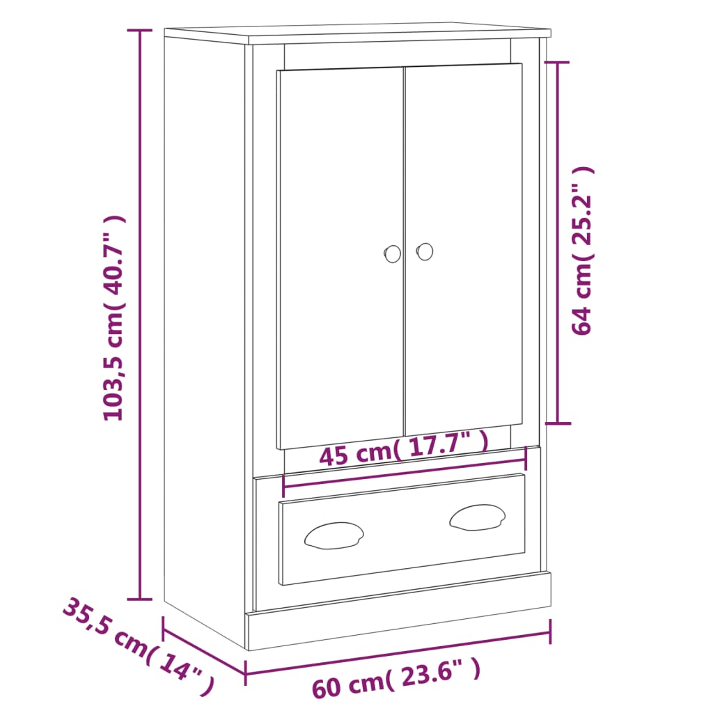 Visoka omara dimljen hrast 60x35,5x103,5 cm inženirski les