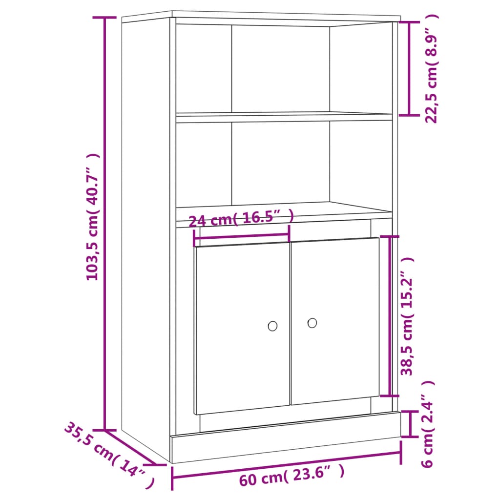 Skříň highboard bílá 60 x 35,5 x 103,5 kompozitní dřevo