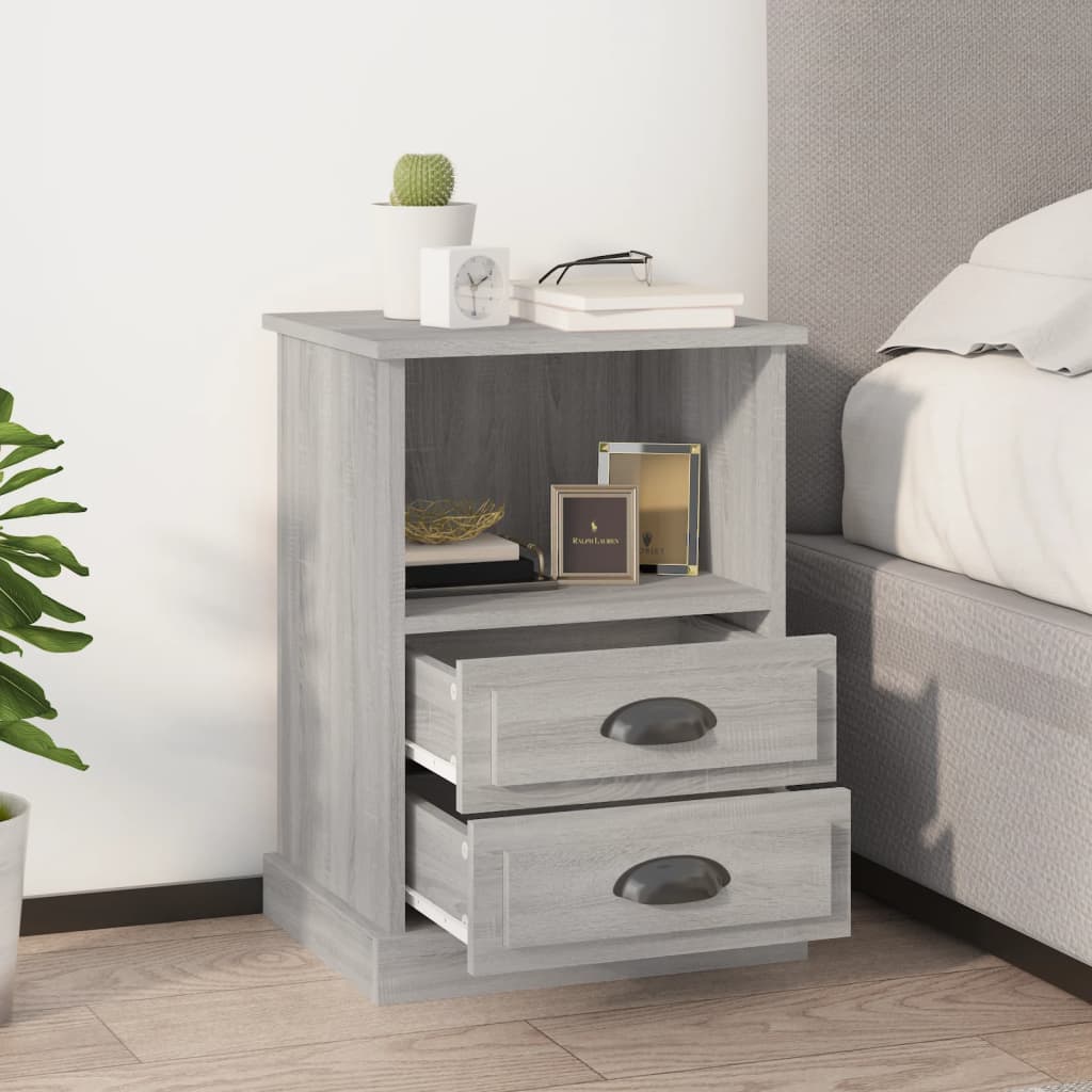 vidaXL sengeborde 2 stk. 43x36x60 cm grå sonoma-eg