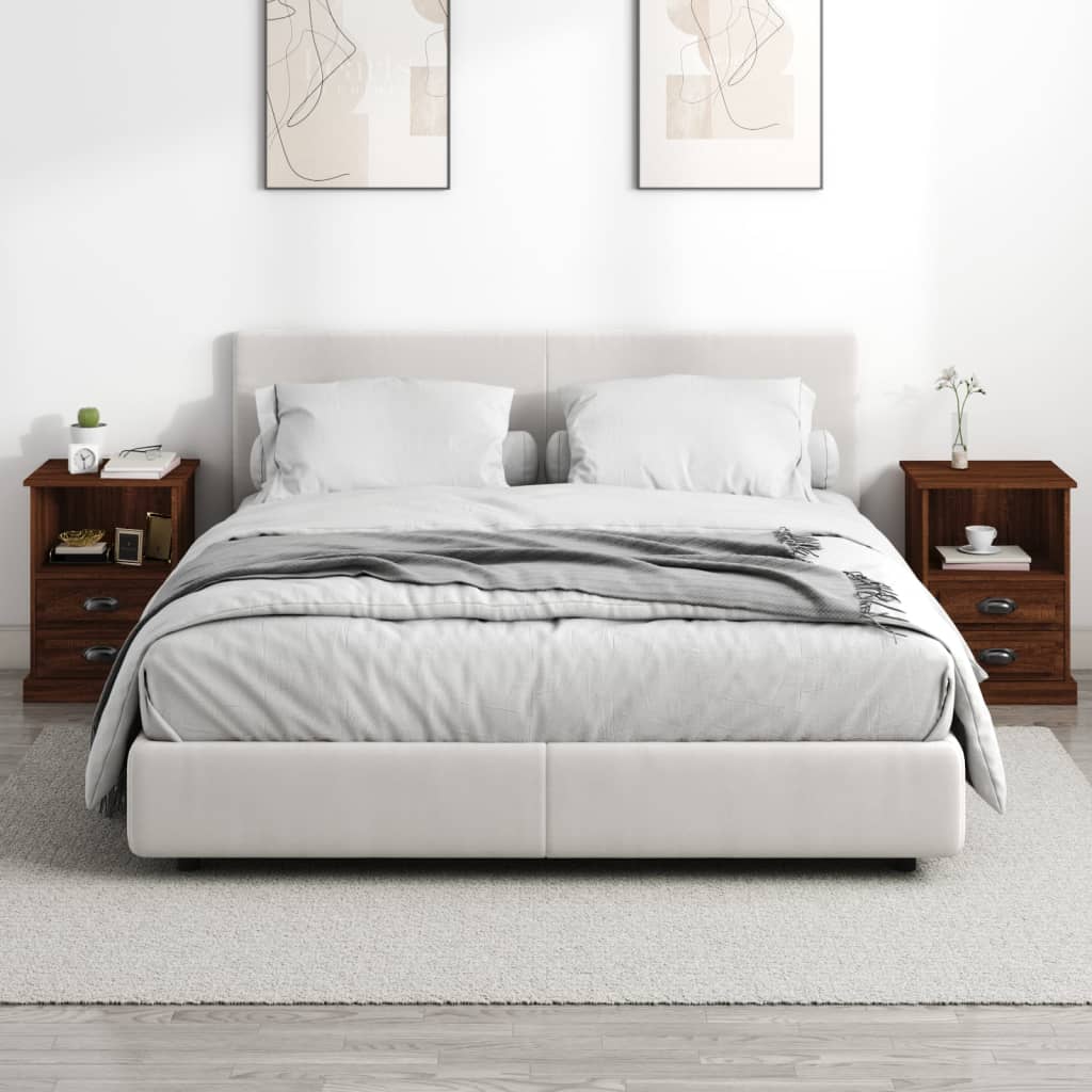 vidaXL Nachtkastjes 2 st 43x36x60 cm bewerkt hout bruin eikenkleur afbeelding