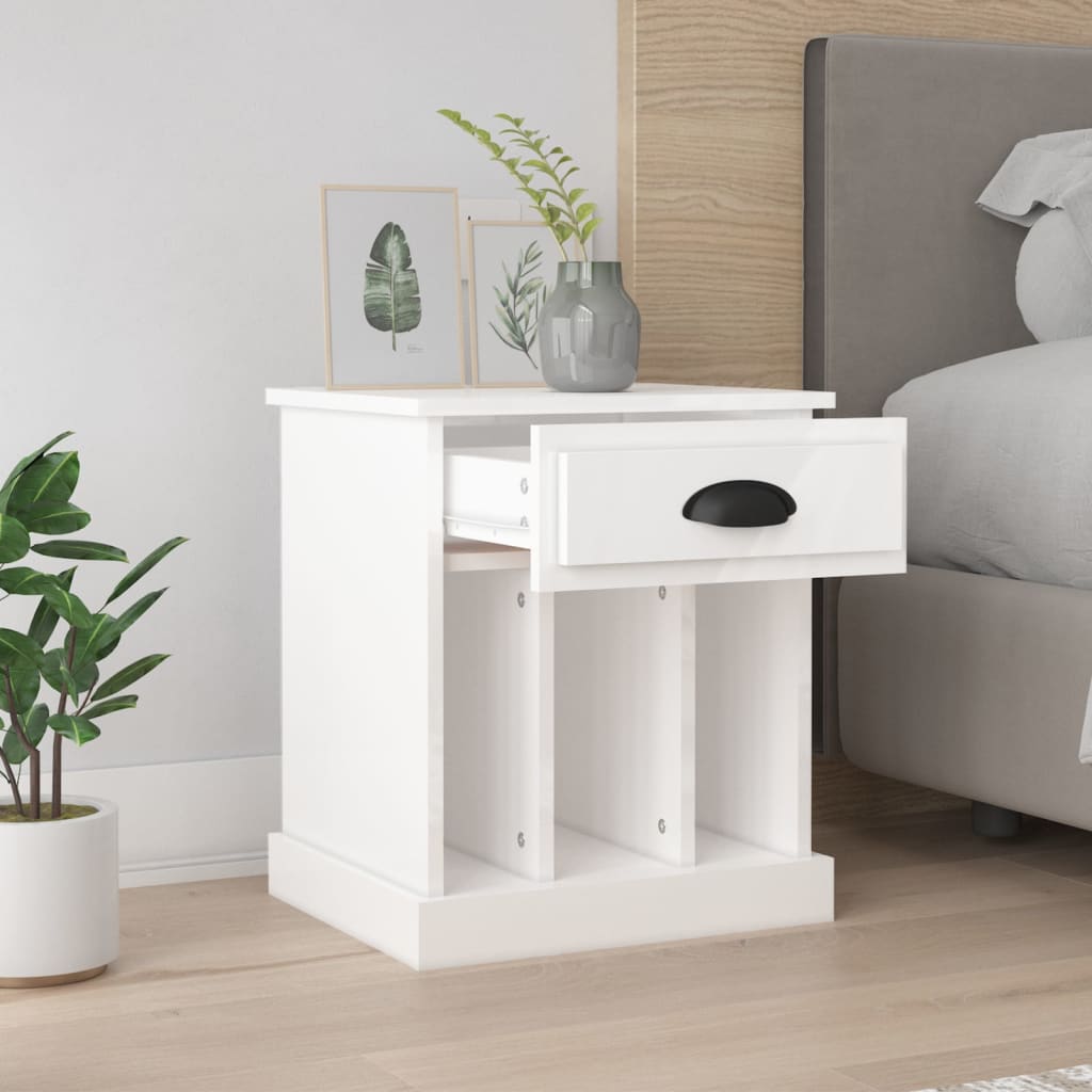 vidaXL Nachtkastjes 2 st 43x36x50 cm hoogglans wit afbeelding