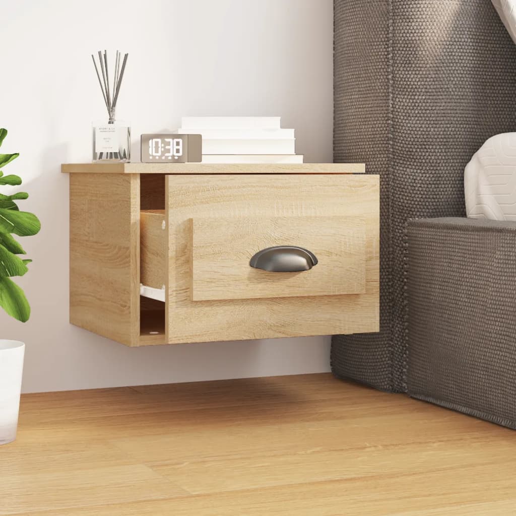 vidaXL Nachtkastjes 2 st wandgemonteerd 41,5x36x28 cm sonoma eiken afbeelding