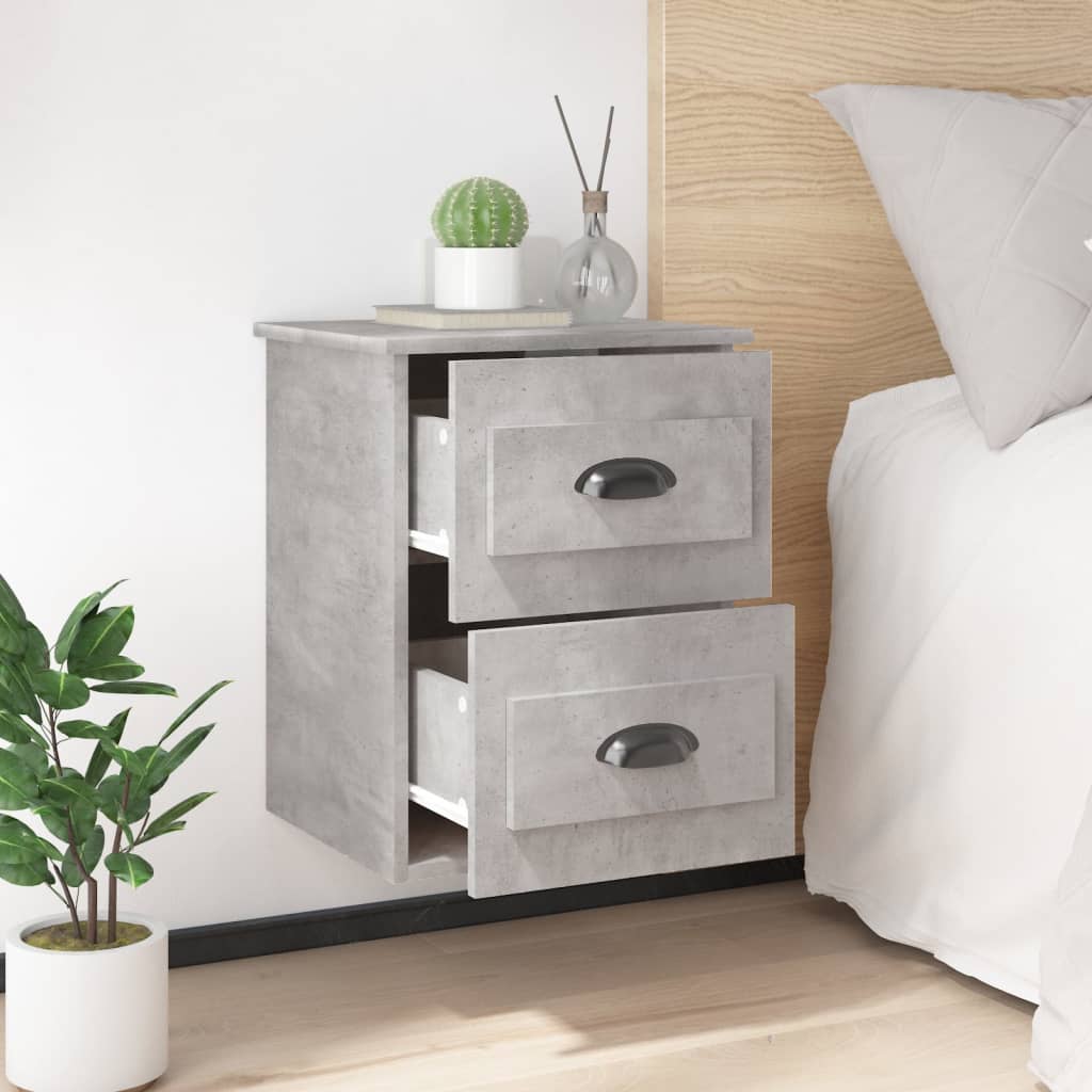 2 uds Mesitas de noche de pared，Mesa Auxiliar，Mesilla de noche flotante  gris Sonoma 50x36x40