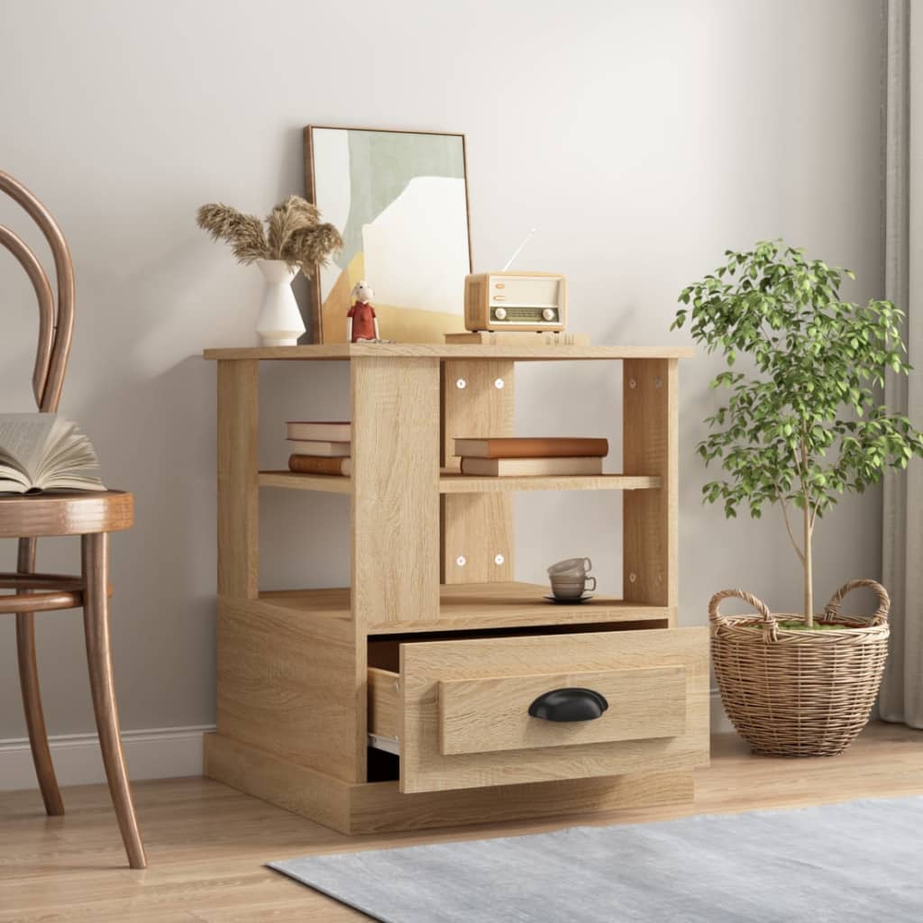 vidaXL Bijzettafel 50x50x60 cm bewerkt hout sonoma eikenkleurig