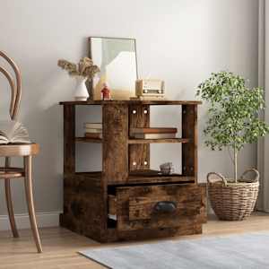 vidaXL Mesa de apoio 50x50x60 cm derivados de madeira carvalho fumado