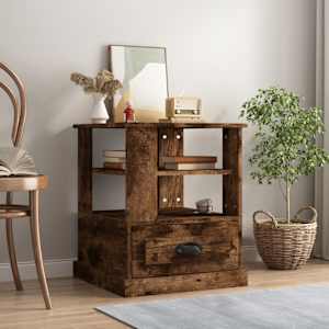 Stranska mizica dimljen hrast 50x50x60 cm inženirski les