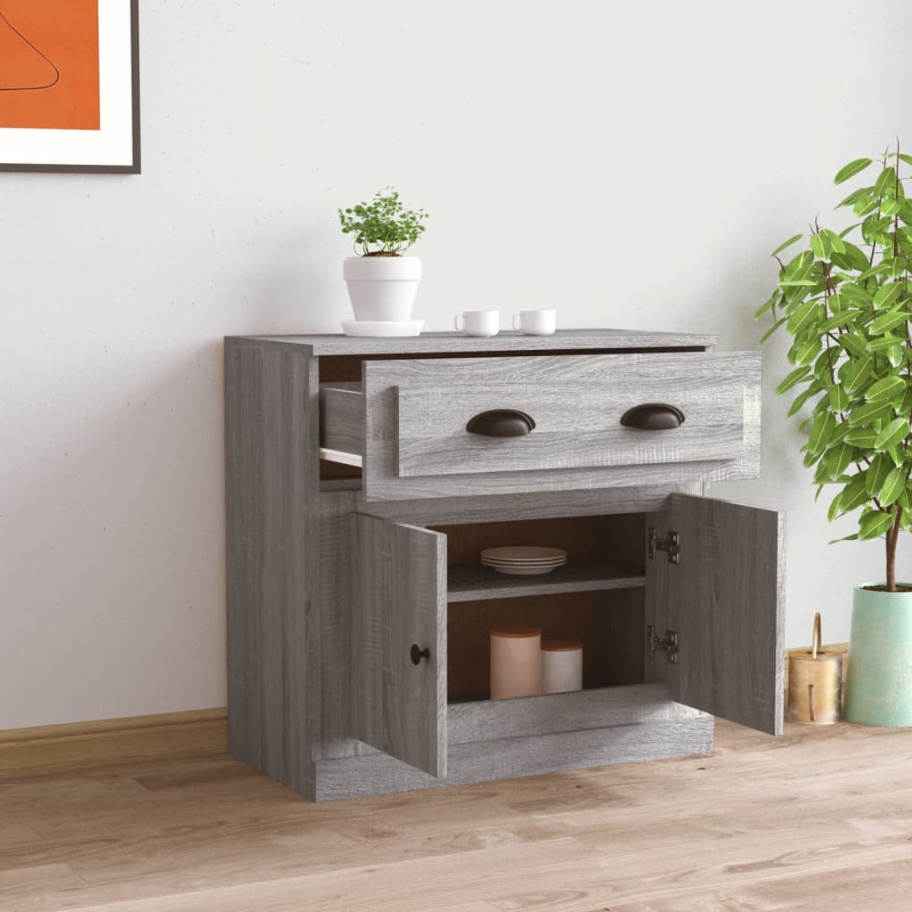 vidaXL Dressoir 70x35,5x67,5 cm bewerkt hout grijs sonoma eikenkleurig