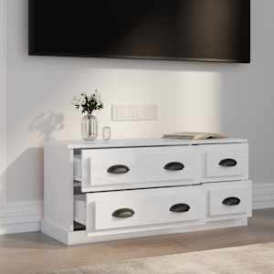 TV skříňka bílá vysoký lesk 100 x 35,5 x 45 cm kompozitní dřevo - obrázek 3