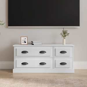 TV skříňka bílá vysoký lesk 100 x 35,5 x 45 cm kompozitní dřevo - obrázek 1
