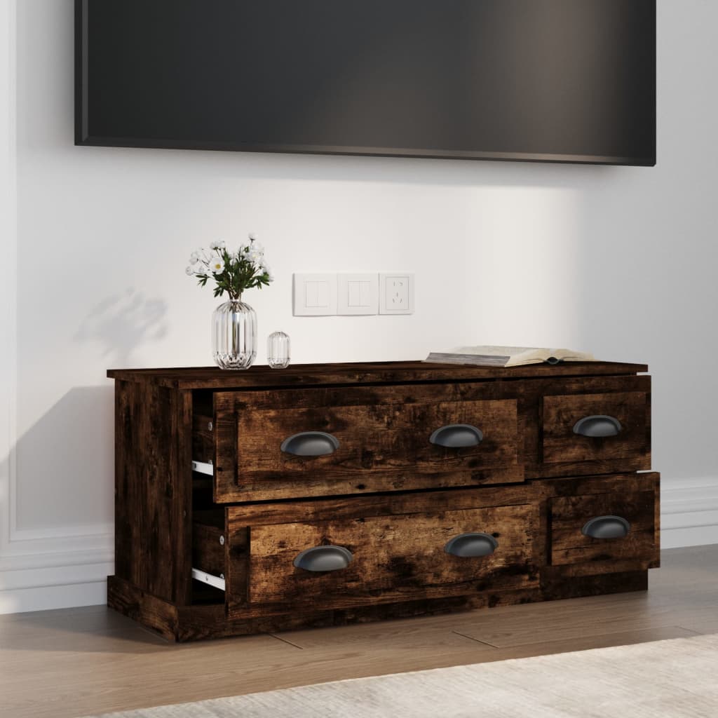 füstös tölgyszínű szerelt fa TV-szekrény 100x35,5x45 cm