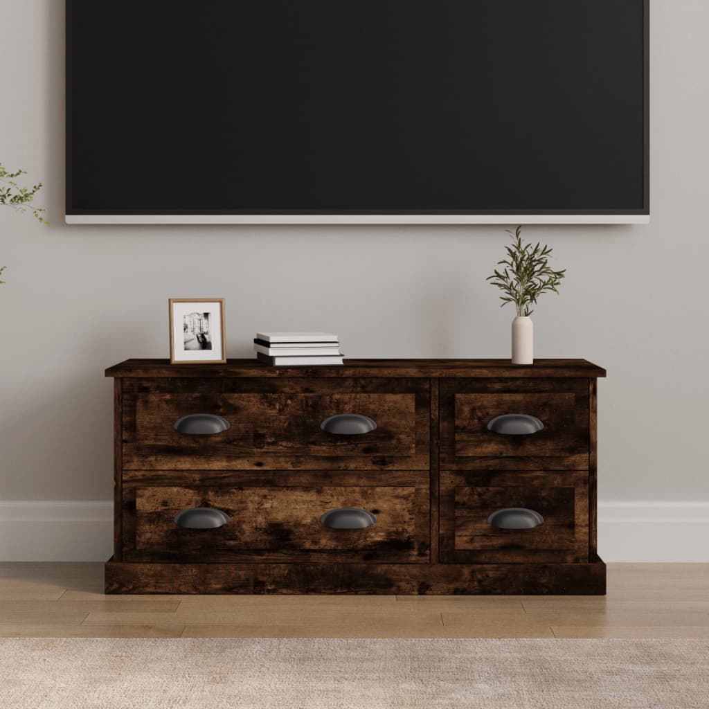 füstös tölgyszínű szerelt fa TV-szekrény 100x35,5x45 cm