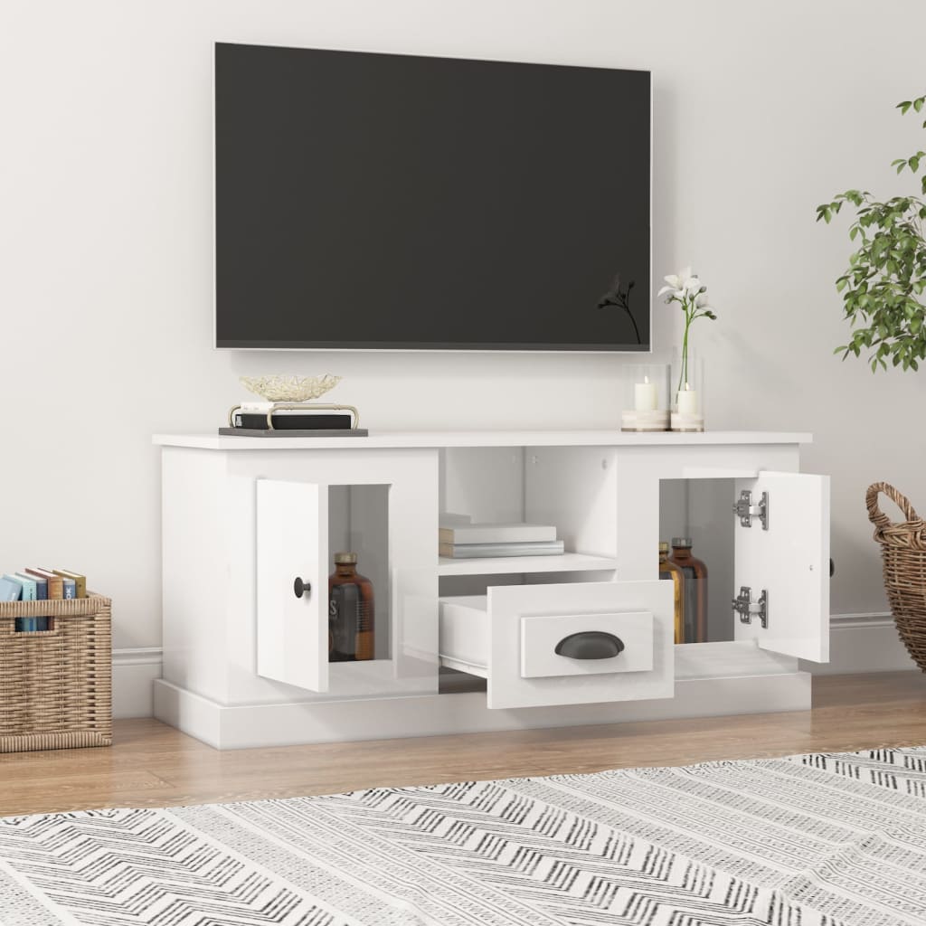 vidaXL Tv-meubel 100x35,5x45 cm bewerkt hout hoogglans wit afbeelding