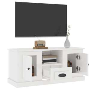 TV skříňka bílá vysoký lesk 100 x 35,5 x 45 cm kompozitní dřevo - obrázek 5