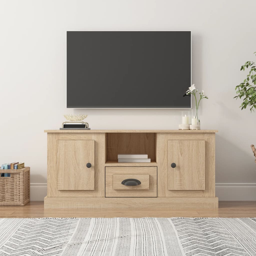 sonoma-tölgyszínű szerelt fa fali TV-szekrény 100x35,5x45 cm