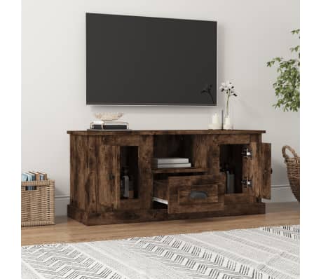 vidaXL TV Cabinet Smoked Oak 100x35.5x45 cm Engineered Wood