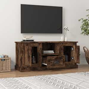 vidaXL TV Cabinet Smoked Oak 100x35.5x45 cm Engineered Wood