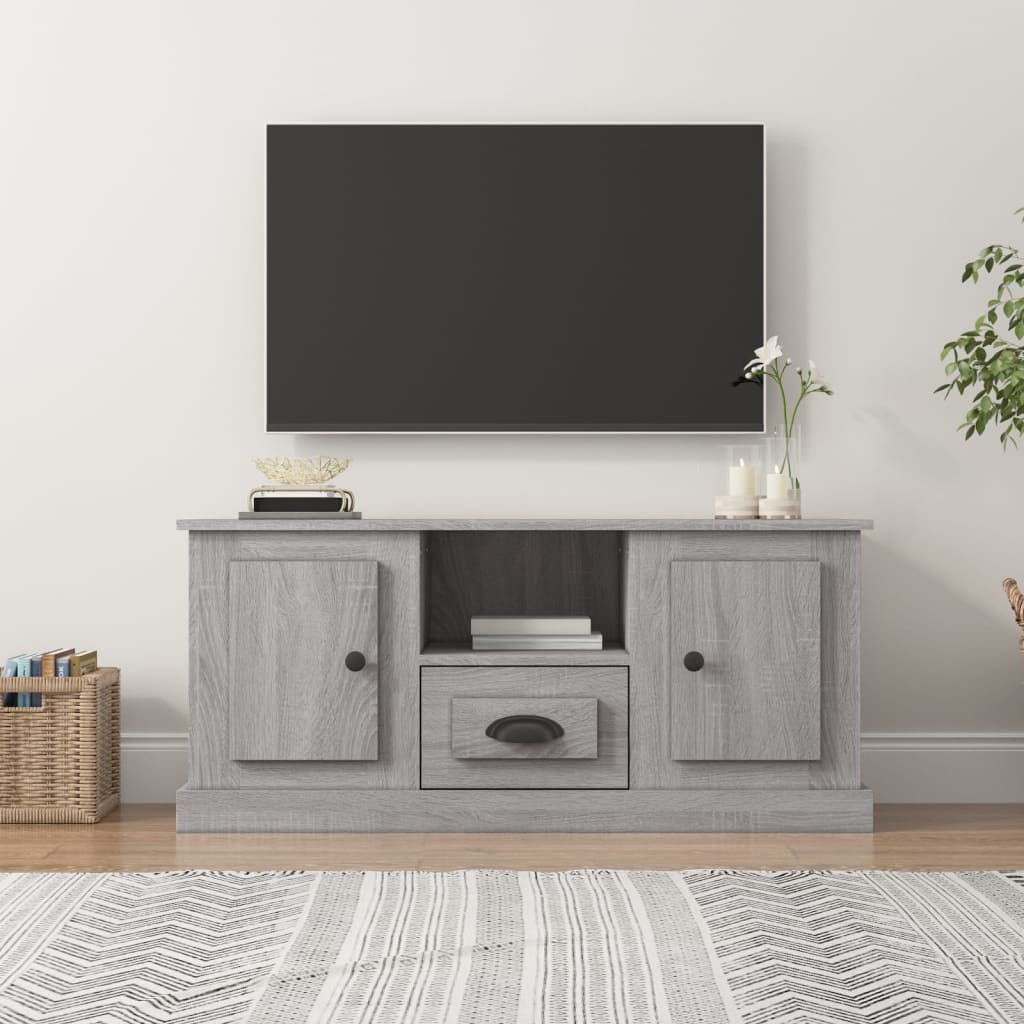 vidaXL tv-bord 100x35,5x45 cm konstrueret træ grå sonoma-eg