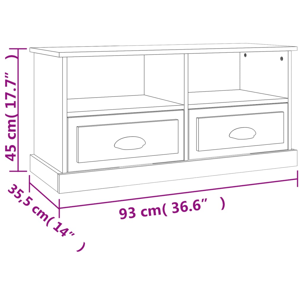 Comodă TV, negru, 93x35,5x45 cm, lemn prelucrat