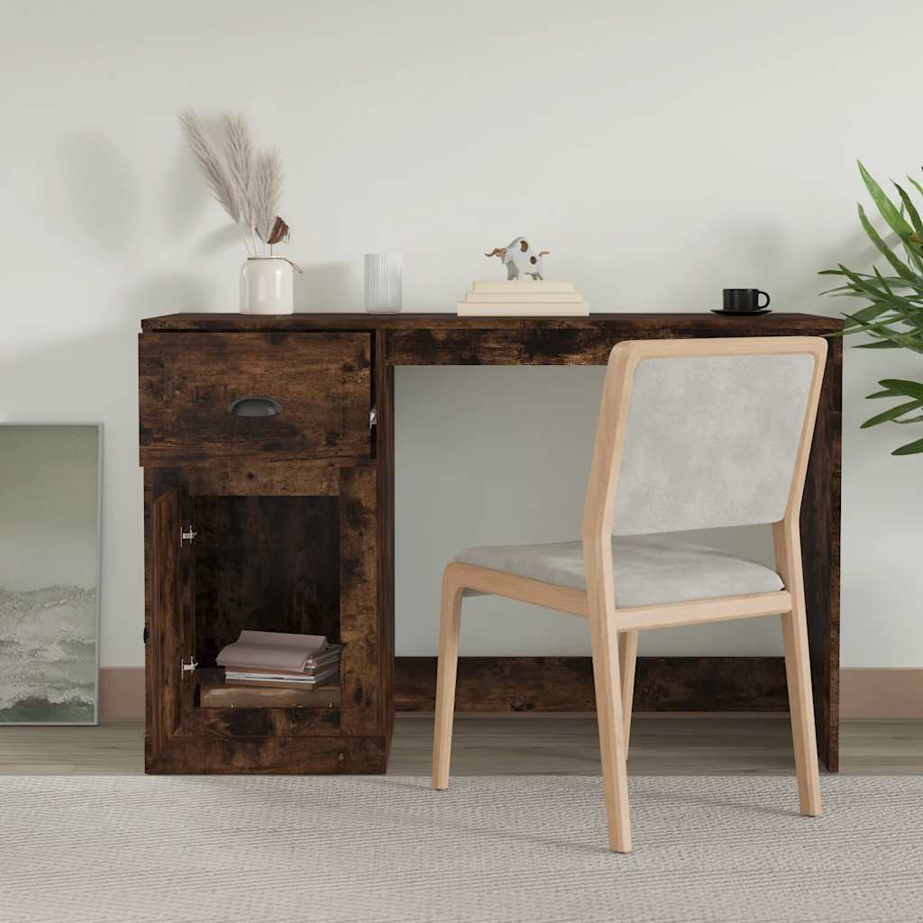 vidaXL Bureau met lade 115x50x75 cm bewerkt hout gerookt eikenkleurig afbeelding
