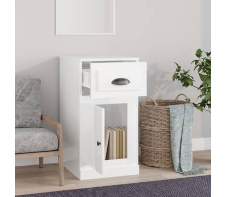 vidaXL Side Cabinet with Drawer High Gloss White 40x50x75 cm Engineered Wood