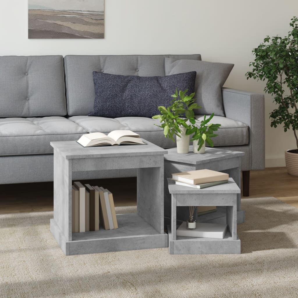Nesting Tables 3 Pcs Concrete Grey Engineered Wood VidaXL 14 width=274