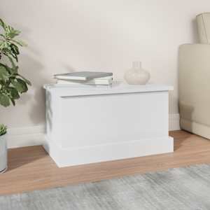 vidaXL Κουτί Αποθήκευσης Γυαλ. Λευκό 50x30x28 εκ. Επεξεργασμένο Ξύλο