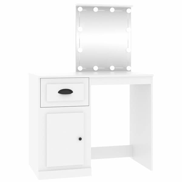 vidaXL tualettlaud LED-iga, valge, 90 x 50 x 132,5 cm, tehispuit
