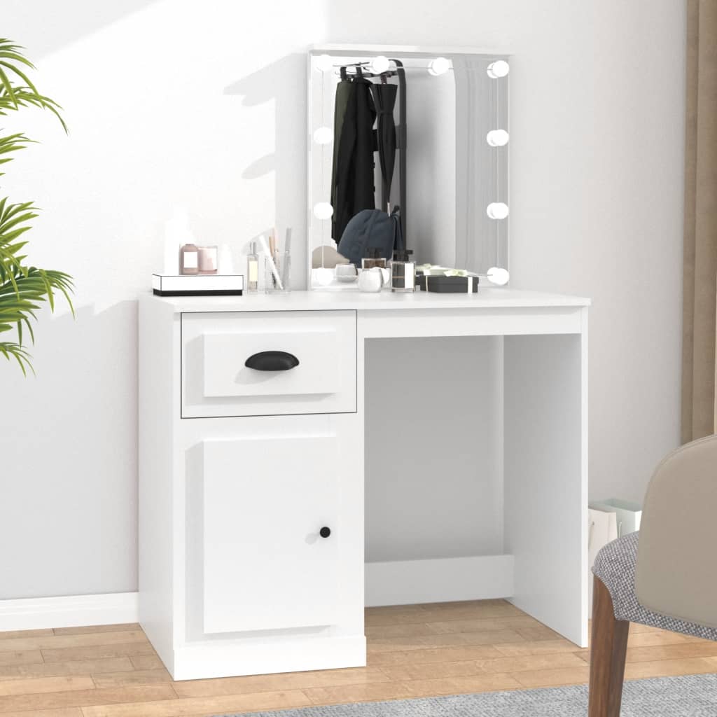 vida XL Schminktisch mit LED Weiß 90x 50x 132,5 cm Holzwerkstoff
