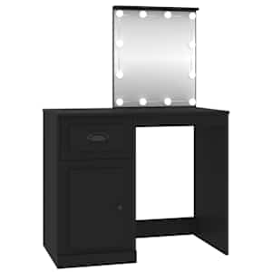 vidaXL tualettlaud LED-iga, must, 90 x 50 x 132,5 cm, tehispuit
