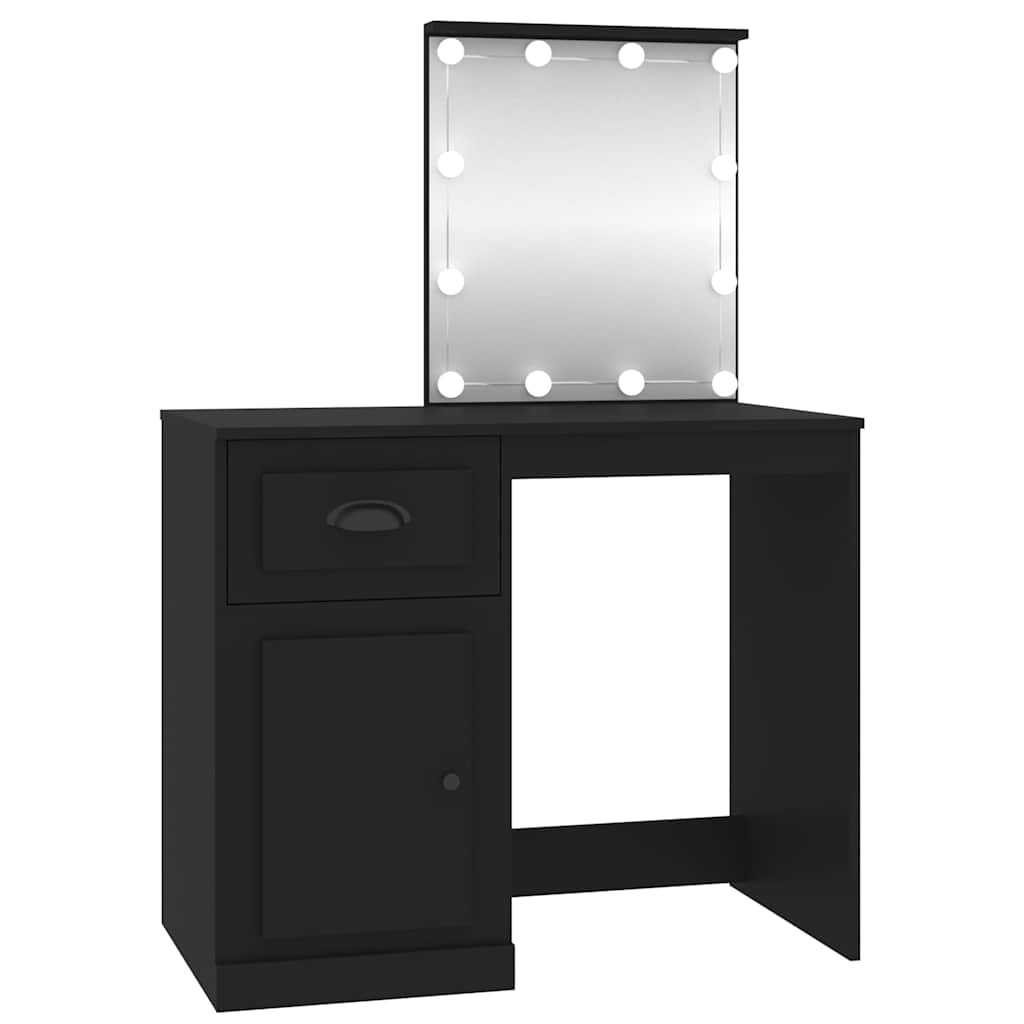 vidaXL Toaletní stolek s LED černý 90 x 50 x 132,5 cm kompozitní dřevo