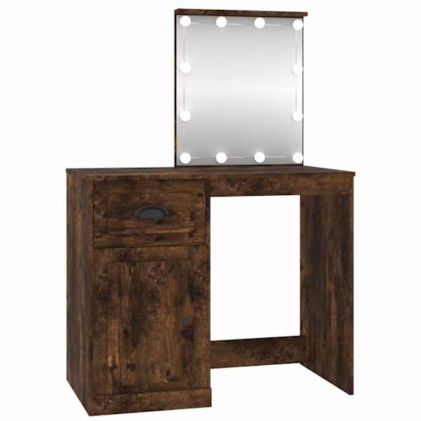 vidaXL tualettlaud LED-iga, suitsutatud tamm, 90x50x132,5cm, tehispuit