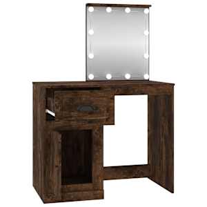 Toaletní stolek s LED kouřový dub 90 x 50 x 132,5 cm kompozit - obrázek 7