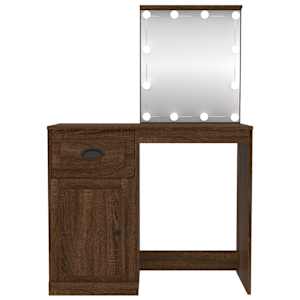 Toaletní stolek s LED hnědý dub 90 x 50 x 132,5 cm kompozit - obrázek 6