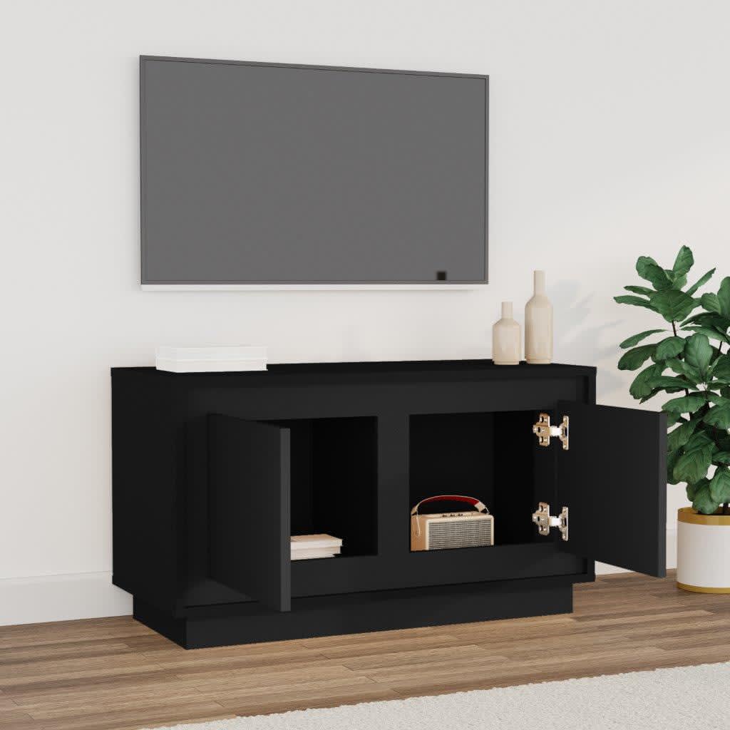 fekete szerelt fa TV-szekrény 80x35x45 cm