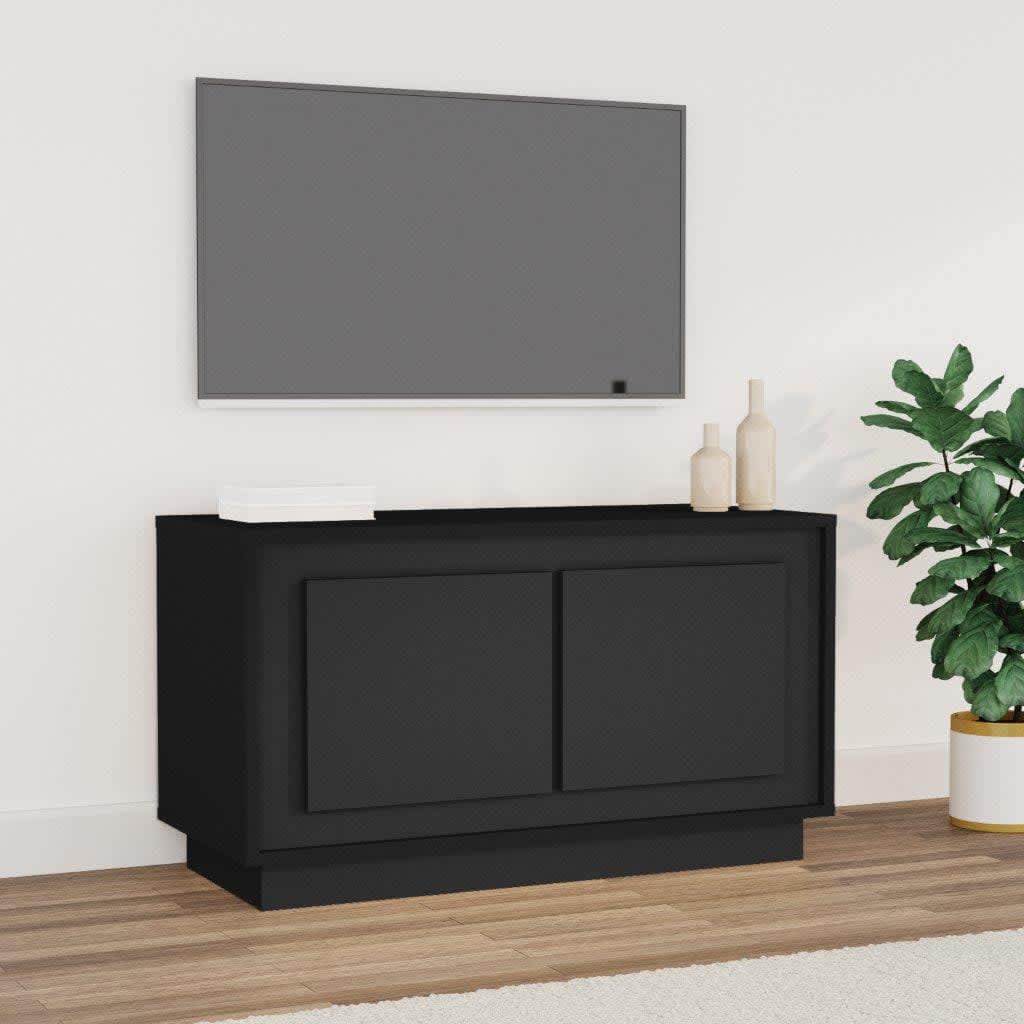 fekete szerelt fa TV-szekrény 80x35x45 cm