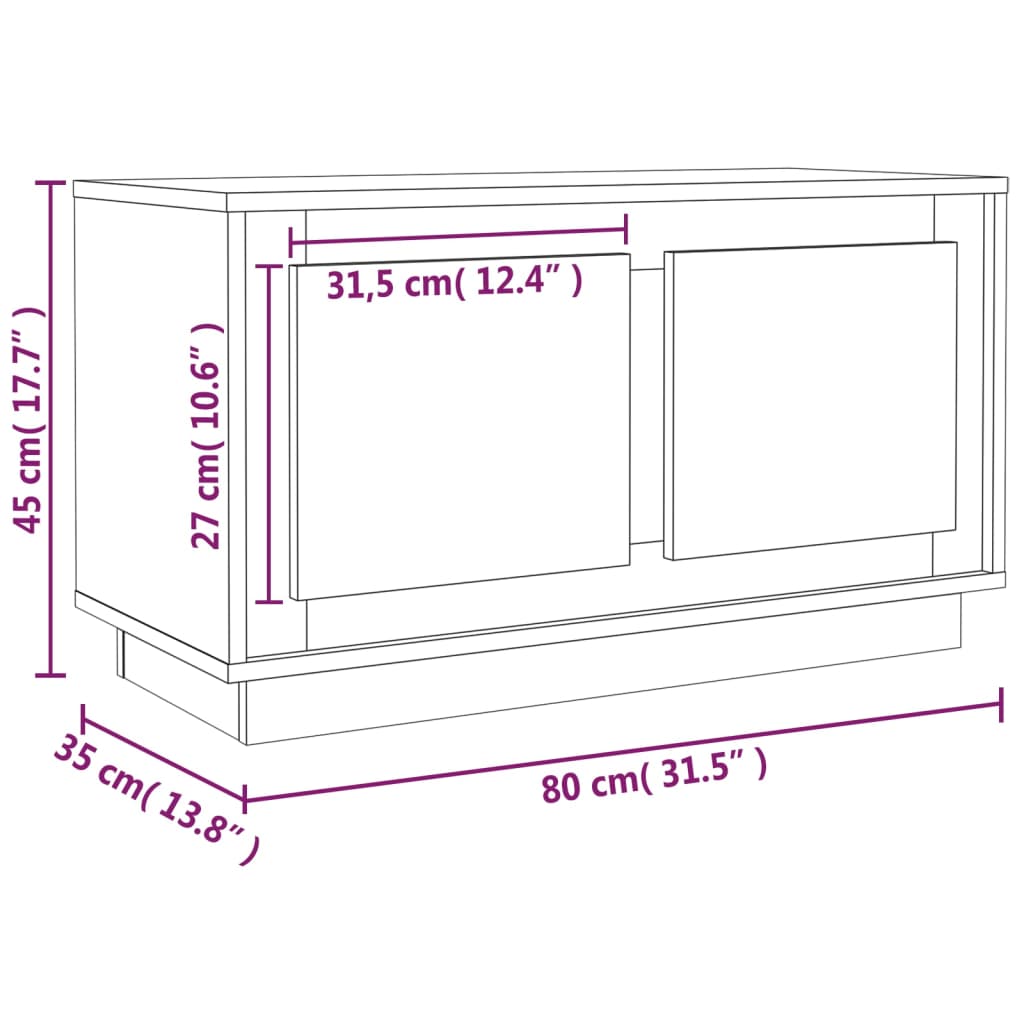 TV skříňka betonově šedá 80 x 35 x 45 cm kompozitní dřevo